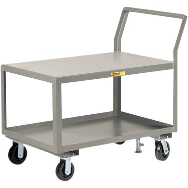 Little Giant - 3,600 Lb Capacity, 30" Wide x 48" Long x 42" High Utility Cart - 2 Shelf, Steel, 2 Rigid/2 Swivel Casters - Americas Industrial Supply