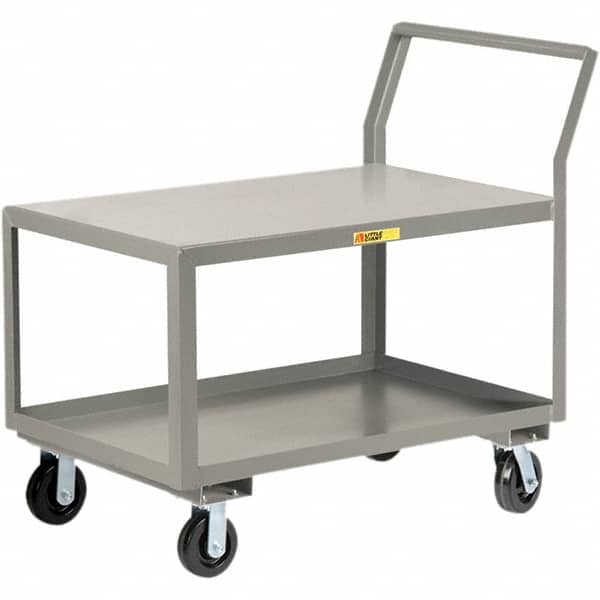 Little Giant - 3,600 Lb Capacity, 30" Wide x 60" Long x 42" High Utility Cart - 2 Shelf, Steel, 2 Rigid/2 Swivel Casters - Americas Industrial Supply