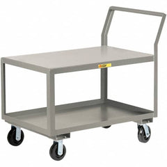 Little Giant - 3,600 Lb Capacity, 30" Wide x 48" Long x 42" High Utility Cart - 2 Shelf, Steel, 2 Rigid/2 Swivel Casters - Americas Industrial Supply