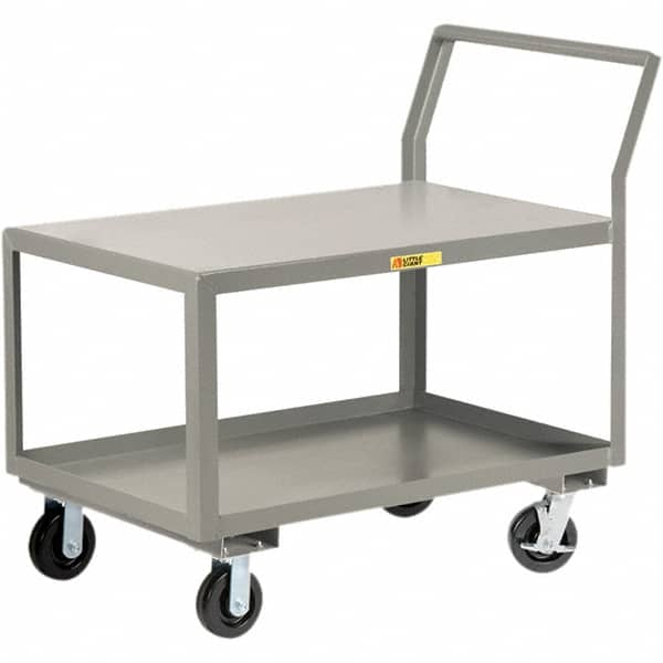 Little Giant - 3,600 Lb Capacity, 30" Wide x 60" Long x 42" High Utility Cart - 2 Shelf, Steel, 2 Rigid/2 Swivel Casters - Americas Industrial Supply