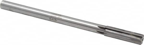 Made in USA - 0.637" Carbide-Tipped 6 Flute Chucking Reamer - Straight Flute, 9/16" Straight Shank, 2-1/4" Flute Length, 9" OAL - Americas Industrial Supply