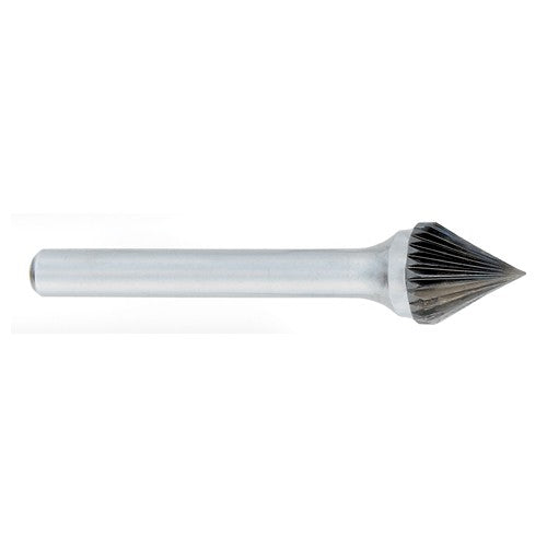 ‎SJ-1 -1/4 x LOC × 1/4 Shank × 2 OAL 60 Degree Cone Carbide Medium Right Hand Spiral Burr - Americas Industrial Supply