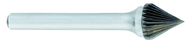 SJ-6 -- 5/8 x LOC x 1/4 Shank x 2 OAL 60 Degree Cone Carbide Medium Right Hand Spiral Burr - Americas Industrial Supply