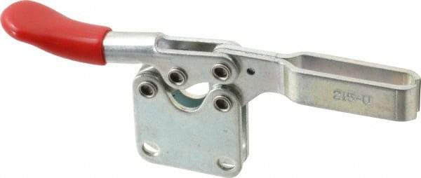 De-Sta-Co - 200 Lb Holding Capacity, Horizontal Handle, Manual Hold Down Toggle Clamp - 78° Handle Movement, 87° Bar Opening, U-Bar, Straight Base, Electro-Plated Zinc, Carbon Steel - Americas Industrial Supply
