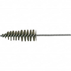 Brush Research Mfg. - 1-11/16" Diam Helical Steel Tube Brush - Single Spiral, 0.012" Filament Diam, 5" Brush Length, 10-1/2" OAL, 0.292" Diam Galvanized Steel Shank - Americas Industrial Supply