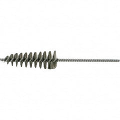 Brush Research Mfg. - 1-5/8" Diam Helical Stainless Steel Tube Brush - Single Spiral, 0.006" Filament Diam, 4-1/2" Brush Length, 10" OAL, 0.292" Diam Galvanized Steel Shank - Americas Industrial Supply