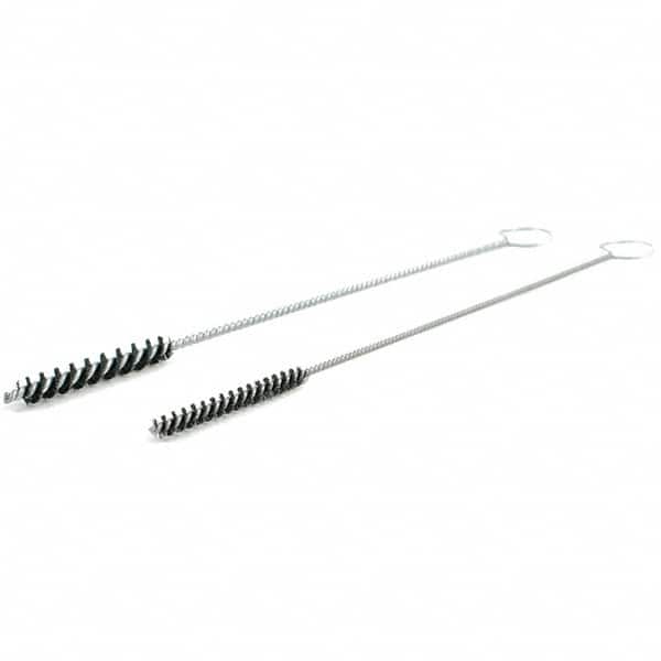 Brush Research Mfg. - 5/16" Diam Helical Nylon Tube Brush - Single Spiral, 0.008" Filament Diam, 2" Brush Length, 10" OAL, Galvanized Steel Shank - Americas Industrial Supply