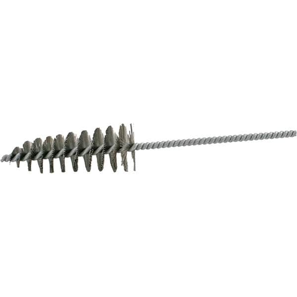 Brush Research Mfg. - 1-3/4" Diam Helical Steel Tube Brush - Single Spiral, 0.012" Filament Diam, 4-1/4" Brush Length, 10" OAL, 0.292" Diam Galvanized Steel Shank - Americas Industrial Supply