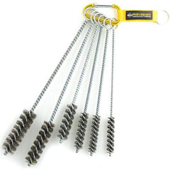 Brush Research Mfg. - 1" Diam Helical Stainless Steel Tube Brush - Single Spiral, 0.01" Filament Diam, 0.01" Brush Length, 12" OAL, 0.245" Diam Galvanized Steel Shank - Americas Industrial Supply