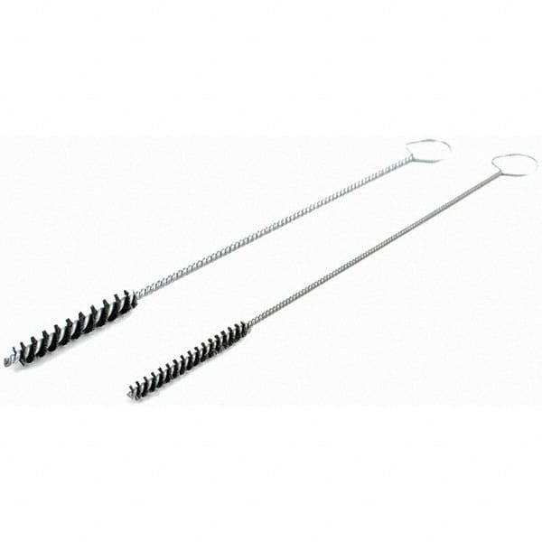 Brush Research Mfg. - 5/16" Diam Helical Nylon Tube Brush - Single Spiral, 0.005" Filament Diam, 2" Brush Length, 10" OAL, 0.14" Diam Galvanized Steel Shank - Americas Industrial Supply