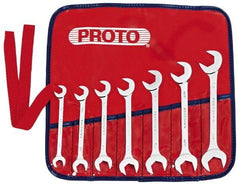 Proto - 7 Piece, 3/8" to 7/8", Open End Wrench Set - Inch Measurement Standard, Full Polish Finish, Comes in Nylon Roll - Americas Industrial Supply