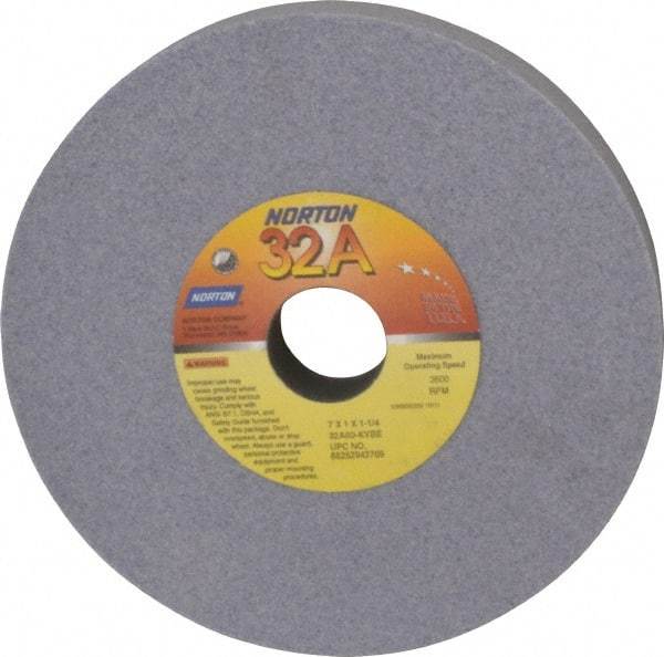 Norton - 7" Diam x 1-1/4" Hole x 1" Thick, K Hardness, 60 Grit Surface Grinding Wheel - Aluminum Oxide, Type 1, Medium Grade, 3,600 Max RPM, Vitrified Bond, No Recess - Americas Industrial Supply