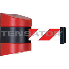 Tensator - 5-1/2" High x 3-1/4" Long x 3-1/4" Wide Magnetic Wall Mount Barrier - Metal, Red Powdercoat Finish, Red/Black, Use with Wall Mount - Americas Industrial Supply