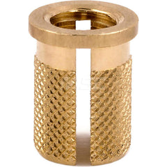 Press Fit Threaded Inserts; Product Type: Flanged; Material: Brass; Drill Size: 0.3750; Finish: Uncoated; Thread Size: M8; Thread Pitch: 1.25; Hole Diameter (Decimal Inch): 0.3750; Insert Diameter: .389; For Use On: Plastic; Overall Length: 0.56; Material
