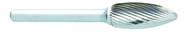 SH-2 -- 5/16 x 3/4 LOC x 1/4 Shank x 2 OAL Flame Shape Carbide Medium Right Hand Spiral Burr - Americas Industrial Supply
