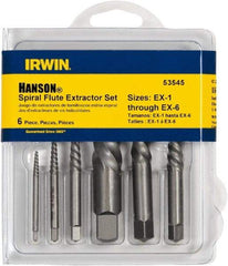 Irwin - Bolt Extractor Sets - MP #1,2,3,4,5,6 6PC SCREW EXTRACTOR SET - Americas Industrial Supply