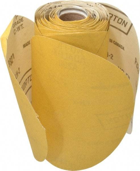 Norton - 6" Diam, 320 Grit Aluminum Oxide Adhesive PSA Disc - Very Fine Grade, Gold, C Weighted Backing, Flexible - Americas Industrial Supply