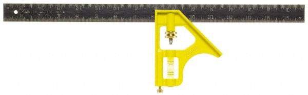 Stanley - 2 Piece, 16" Combination Square Set - 1/32, 1/16 & 1/8" (English) Graduation, Stainless Steel Blade, Die Cast Metal Combination Head - Americas Industrial Supply