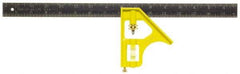 Stanley - 2 Piece, 16" Combination Square Set - 1/32, 1/16 & 1/8" (English) Graduation, Stainless Steel Blade, Die Cast Metal Combination Head - Americas Industrial Supply