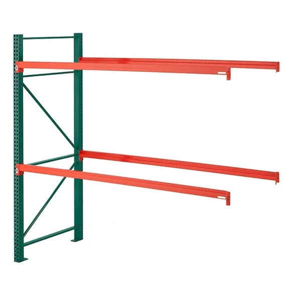 Steel King - 2 Shelf Add-On Box Formed Closed Steel Shelving - 27,790 Lb Capacity, 96" Wide x 144" High x 48" Deep, Green/Orange - Americas Industrial Supply