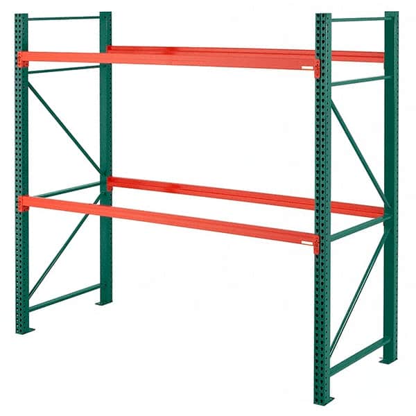 Steel King - 2 Shelf Starter Box Formed Closed Steel Shelving - 27,790 Lb Capacity, 120" Wide x 96" High x 48" Deep, Green/Orange - Americas Industrial Supply
