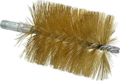 Schaefer Brush - 4-1/2" Brush Length, 3-1/2" Diam, Double Stem, Single Spiral Tube Brush - 8" Long, Brass, 1/4" NPSM Male Connection - Americas Industrial Supply