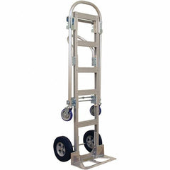 Wesco Industrial Products - 1,000 Lb Capacity 61-1/2" OAH Hand Truck - 18 x 7-1/2" Base Plate, Continuous Handle, Aluminum, Solid Rubber Wheels - Americas Industrial Supply