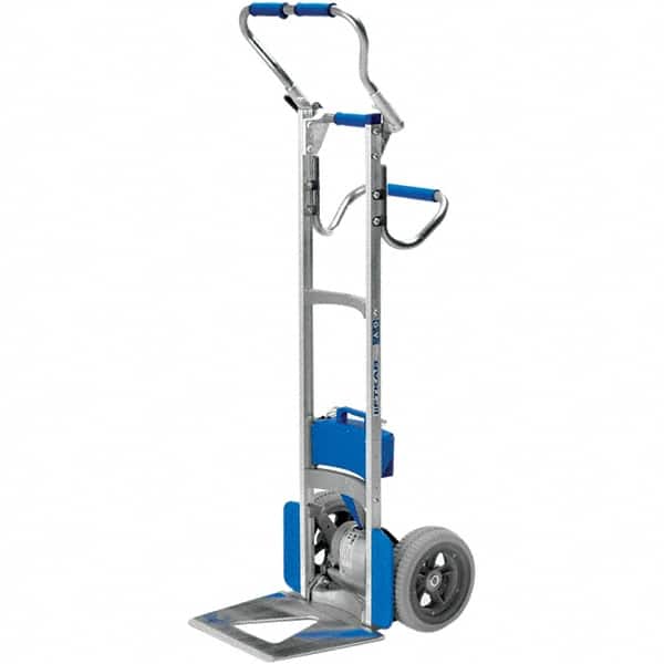 Wesco Industrial Products - 240 Lb Capacity 61" OAH Stair Climbing Battery Powered Appliance Truck - Fold Away Handle, Aluminum, Flat-Free Microcellular Foam Wheels - Americas Industrial Supply
