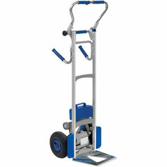 Wesco Industrial Products - 300 Lb Capacity 53-1/2" OAH Stair Climbing Battery Powered Hand Truck - Continuous Handle, Aluminum, Pneumatic Wheels - Americas Industrial Supply