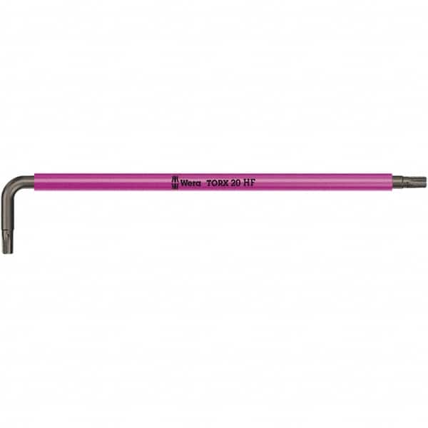 Wera - T20 Torx Key - L-Key Color Coded Cushion Grip Handle, Black Oxide Finish, 137mm OAL - Americas Industrial Supply