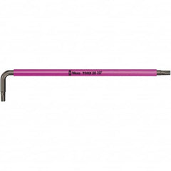 Wera - T20 Torx Key - L-Key Color Coded Cushion Grip Handle, Black Oxide Finish, 137mm OAL - Americas Industrial Supply