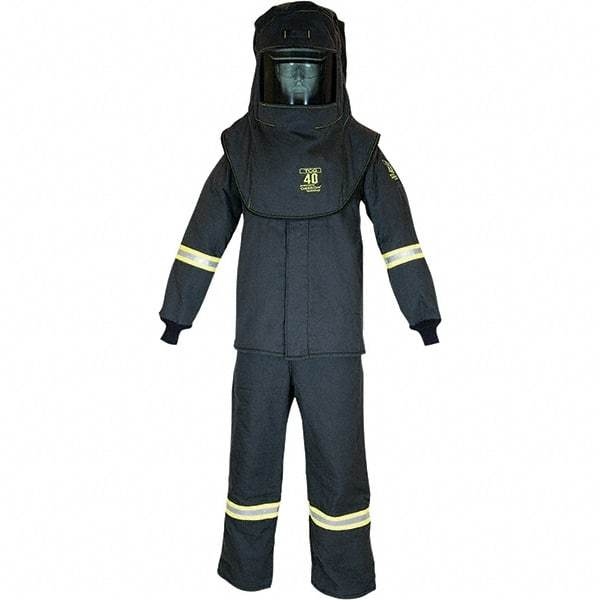 Oberon - Size XL, 4 HRC, 10.7 oz Arc Flash Clothing Kit - 46 cal per Sq cm, Hood Protection, Bib Overalls - Americas Industrial Supply