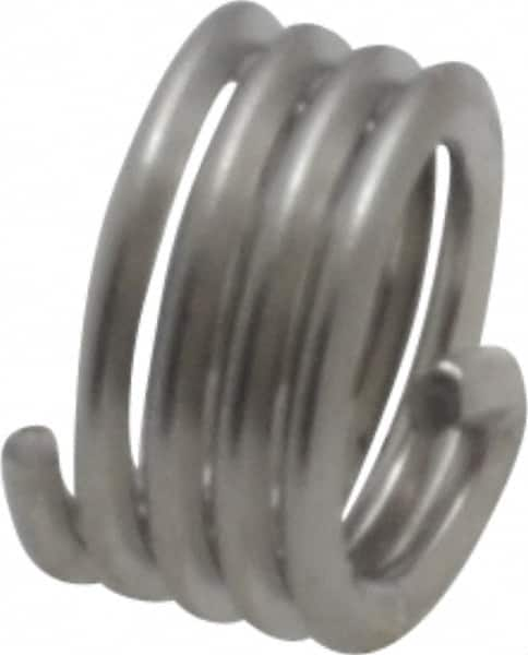 Recoil - #10-32 UNF, 0.19" OAL, Free Running Helical Insert - 4-1/8 Free Coils, Tanged, Stainless Steel, Bright Finish, 1D Insert Length - Americas Industrial Supply