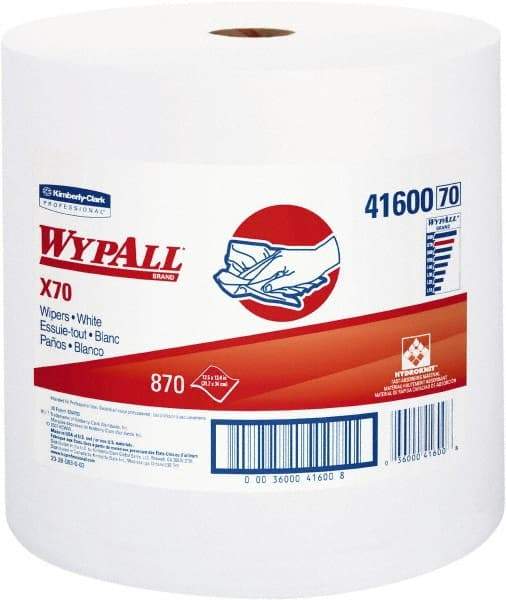 WypAll - X70 Dry Shop Towel/Industrial Wipes - Jumbo Roll, 13-3/8" x 12-1/2" Sheet Size, White - Americas Industrial Supply