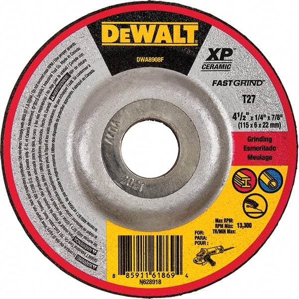 DeWALT - Depressed-Center Wheels Wheel Diameter (Inch): 7 Wheel Thickness (Inch): 1/4 - Americas Industrial Supply
