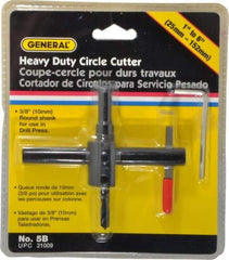 General - 1 to 6" Cutting Diam, Circle Cutter Tool - Straight Shank, 3/8" Shank Diam - Americas Industrial Supply