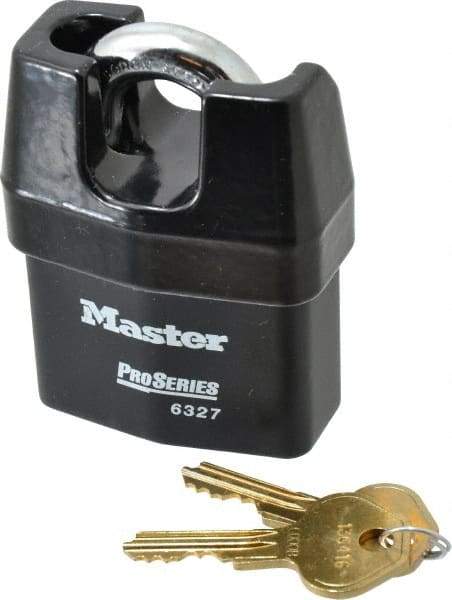 Master Lock - 3/4" Shackle Clearance, Keyed Different Padlock - 7/8" Shackle Width, 7/16" Shackle Diam, Laminated Steel - Americas Industrial Supply