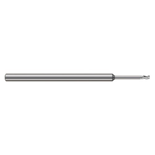 Variable Helix End Mills for Aluminum Alloys - 0.0250″ Cutter Diameter × 0.0020″ Radius × 0.0380″ Length of Cut × 0.1250″ (1/8″) Reach Carbide Corner Radius End Mill for Aluminum Alloys, 3 Flutes