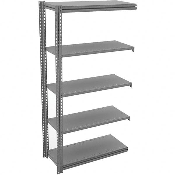 Tennsco - 5 Shelf Add-On Open Steel Shelving - 48" Wide x 84" High x 24" Deep, Medium Gray - Americas Industrial Supply