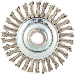 Norton - 4" OD, 5/8-11 Arbor Hole, Stringer Bead Stainless Steel Wheel Brush - Americas Industrial Supply