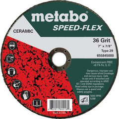 Metabo - 7" Diam, 7/8" Hole, 36 Grit Ceramic Alumina Fiber Disc - Americas Industrial Supply