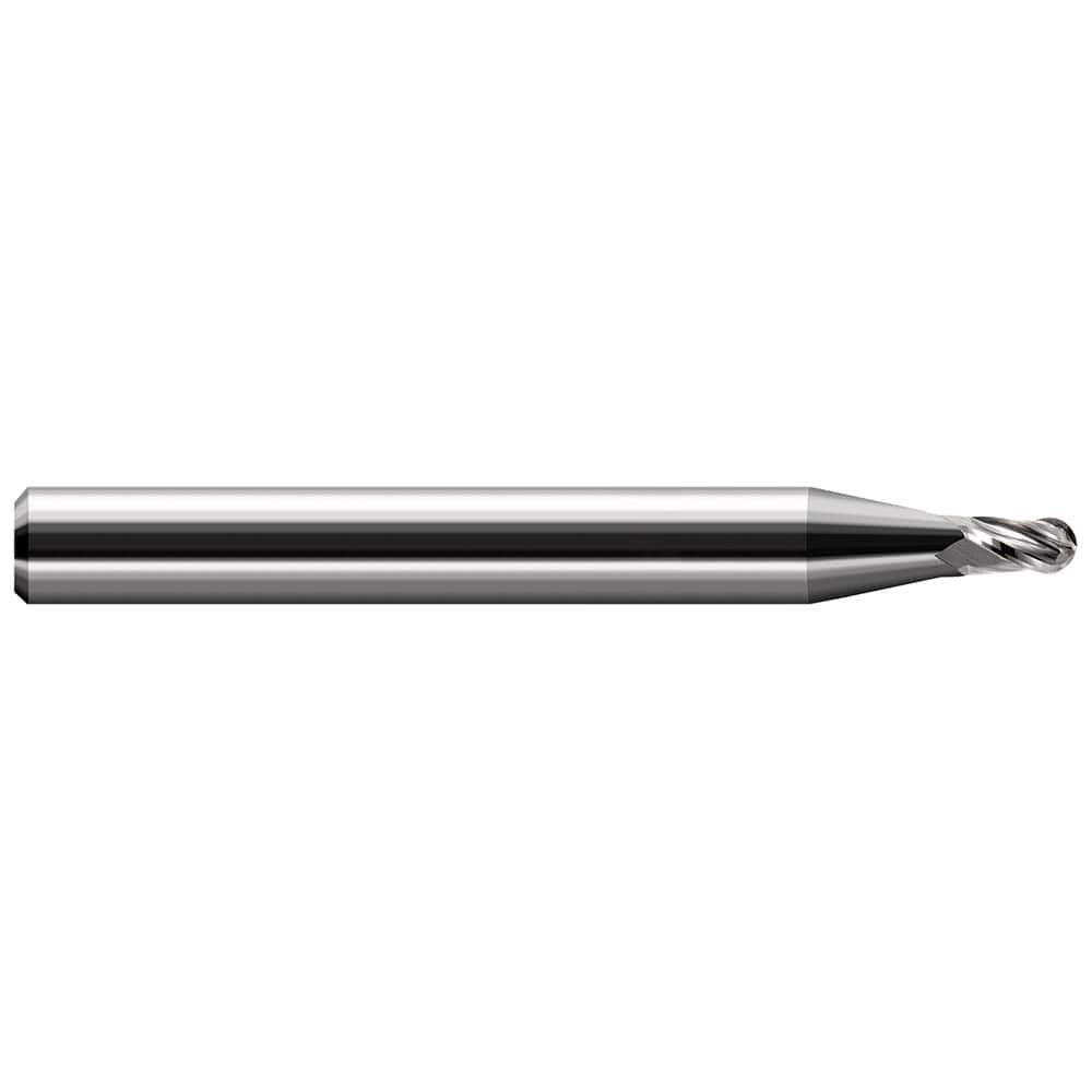 Harvey Tool - Ball End Mills; Mill Diameter (Decimal Inch): 0.0050 ; Number of Flutes: 4 ; Length of Cut (Decimal Inch): 0.0070 ; Material: Solid Carbide ; Overall Length (Inch): 1-1/2 ; Overall Length (Decimal Inch): 1.50000
