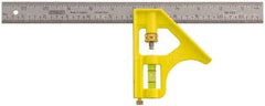 Stanley - 1 Piece, 12" Combination Square Set - 1/16" (English/Metric) Graduation, Chrome Blade, Die Cast Metal Combination Head - Americas Industrial Supply