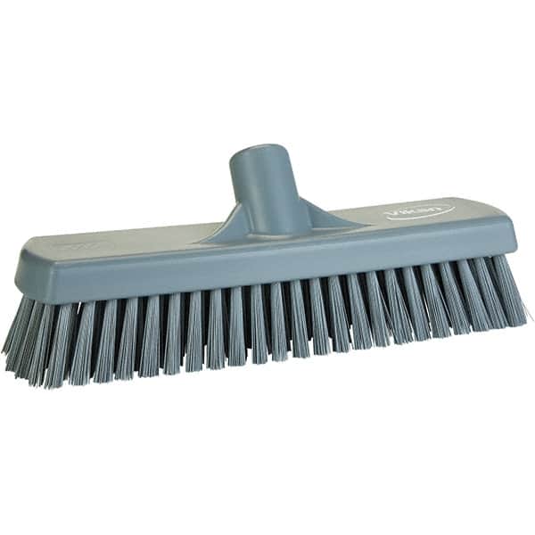 Vikan - 1.7" Bristle Length, Polyester Scrub Brush - 11-1/4" Long x 3" Wide Head, 11-1/4" OAL, Gray, Polypropylene Block - Americas Industrial Supply