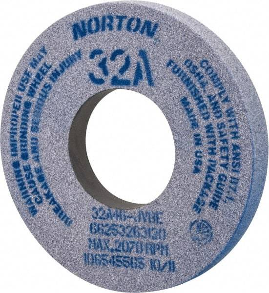 Norton - 12" Diam x 5" Hole x 1-1/2" Thick, J Hardness, 46 Grit Surface Grinding Wheel - Aluminum Oxide, Type 1, Coarse Grade, 2,070 Max RPM, Vitrified Bond, No Recess - Americas Industrial Supply