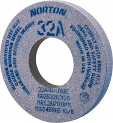 Norton - 12" Diam x 5" Hole x 1-1/2" Thick, J Hardness, 46 Grit Surface Grinding Wheel - Aluminum Oxide, Type 1, Coarse Grade, 2,070 Max RPM, Vitrified Bond, No Recess - Americas Industrial Supply