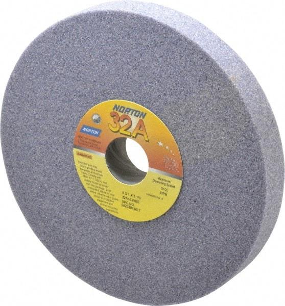 Norton - 8" Diam x 1-1/4" Hole x 1" Thick, I Hardness, 46 Grit Surface Grinding Wheel - Aluminum Oxide, Type 1, Coarse Grade, 3,105 Max RPM, Vitrified Bond, No Recess - Americas Industrial Supply