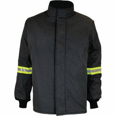 Oberon - Size 5XL Arc Flash Coat - Black, Aramid, Zipper with Hook & Loop Flap Closure, 62" Chest - Americas Industrial Supply