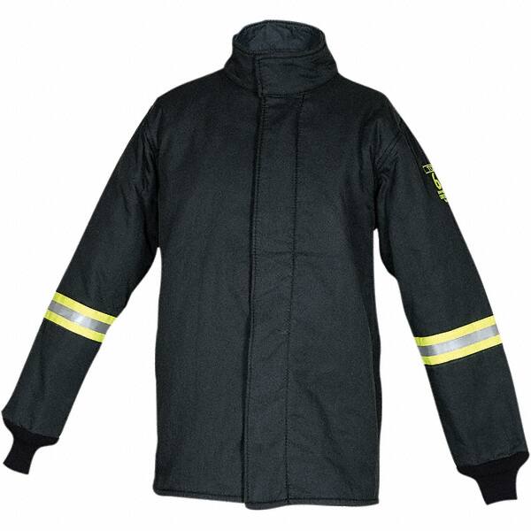 Oberon - Size 2XL Arc Flash Coat - Black, Aramid, Zipper with Hook & Loop Flap Closure, 50" Chest - Americas Industrial Supply