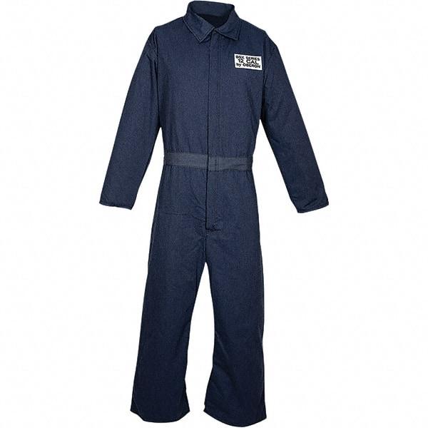 Oberon - Size 5XL, Navy Blue, Velcro Front Closure, Arc Flash Coverall - 62" Chest, Inherently Flame Resistant Aramid - Americas Industrial Supply